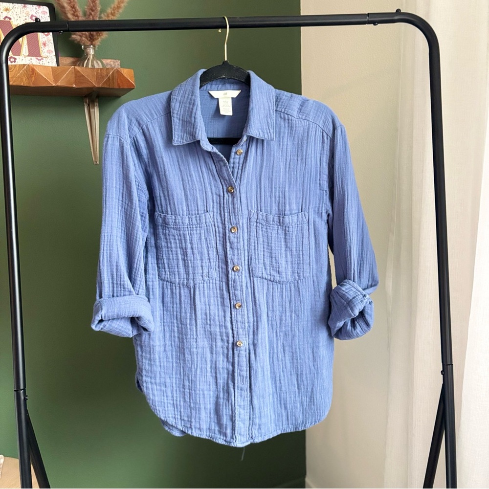 H&M Casual Blue Button-Down Shirt